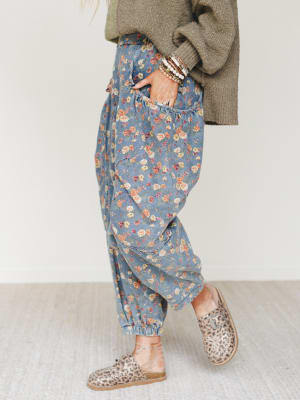 The Nest Nora Gathered Barrel Denim Pant: undefined