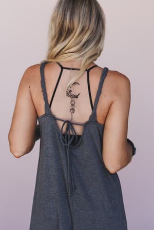 Crescent Moon Tattoo Bralette: Black