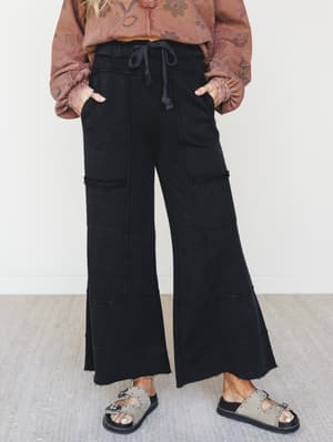 Lucky One Wide Leg Pant: Charcoal