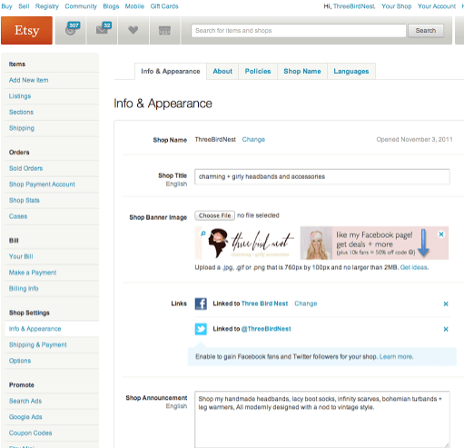 Etsy Tips: How Does Your Info and Appearance Look?