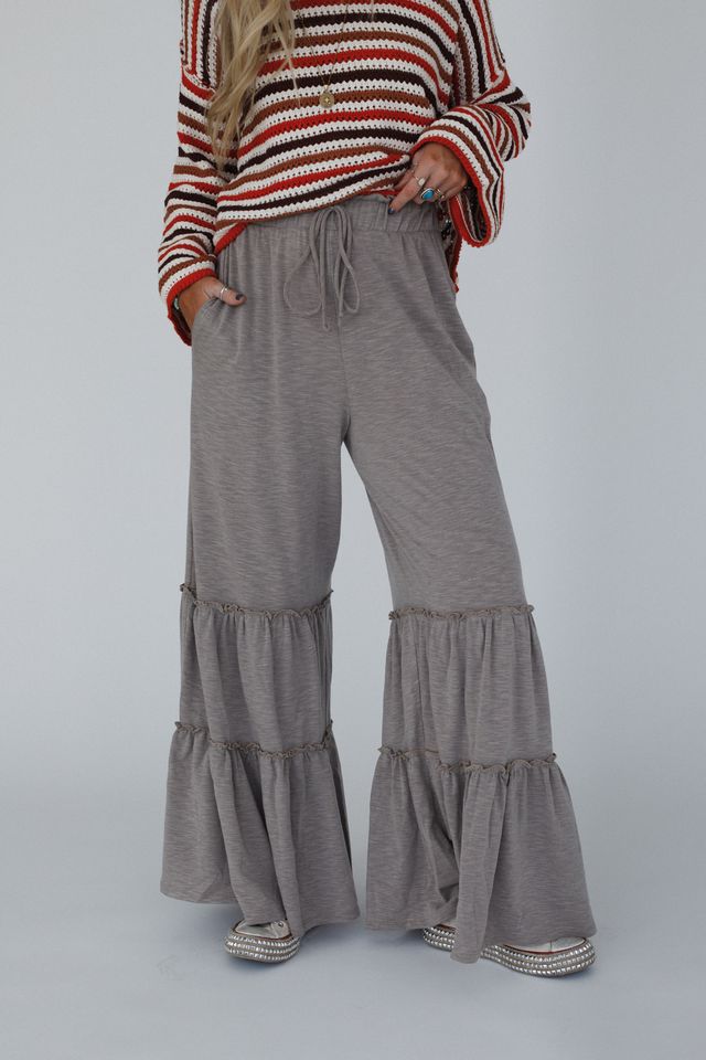 The Nest Milla Ruffled Wide Leg Pants - Brown