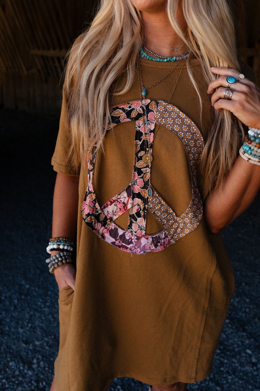 Ebbie Peace Sign Tunic - Bronze