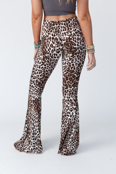 Cher Leopard Flare Pants - Light Brown