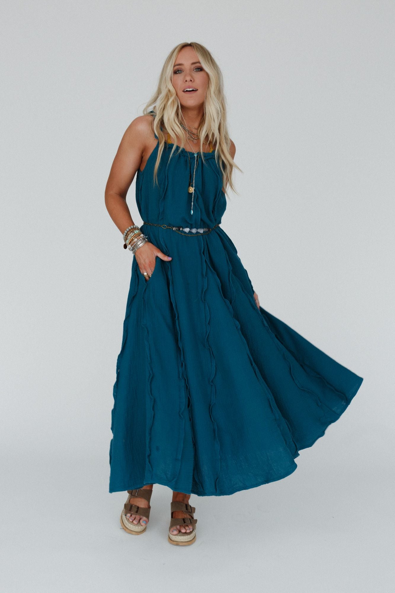 Dreamy Waves Maxi Dress - Teal