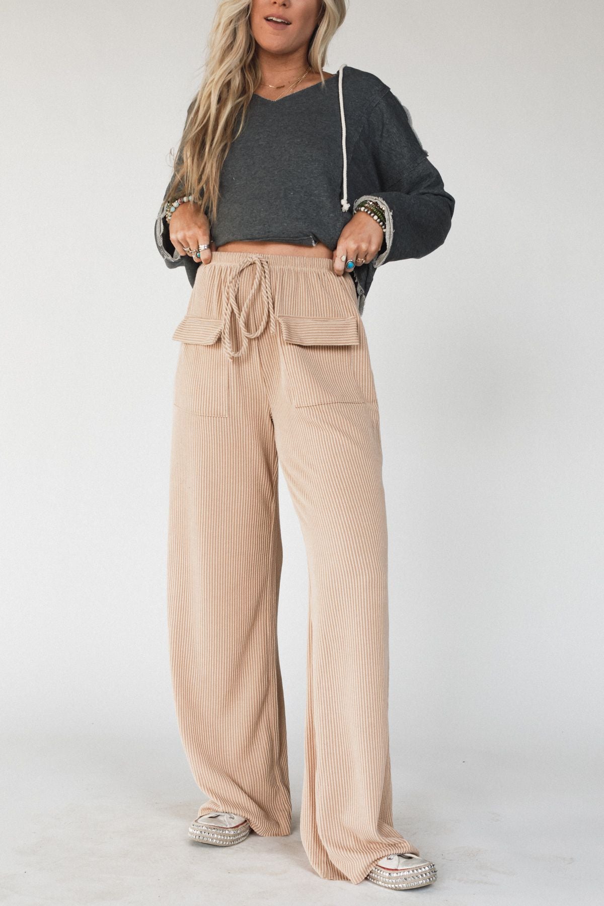 The Nest At Leisure Wide Leg Pants - Taupe