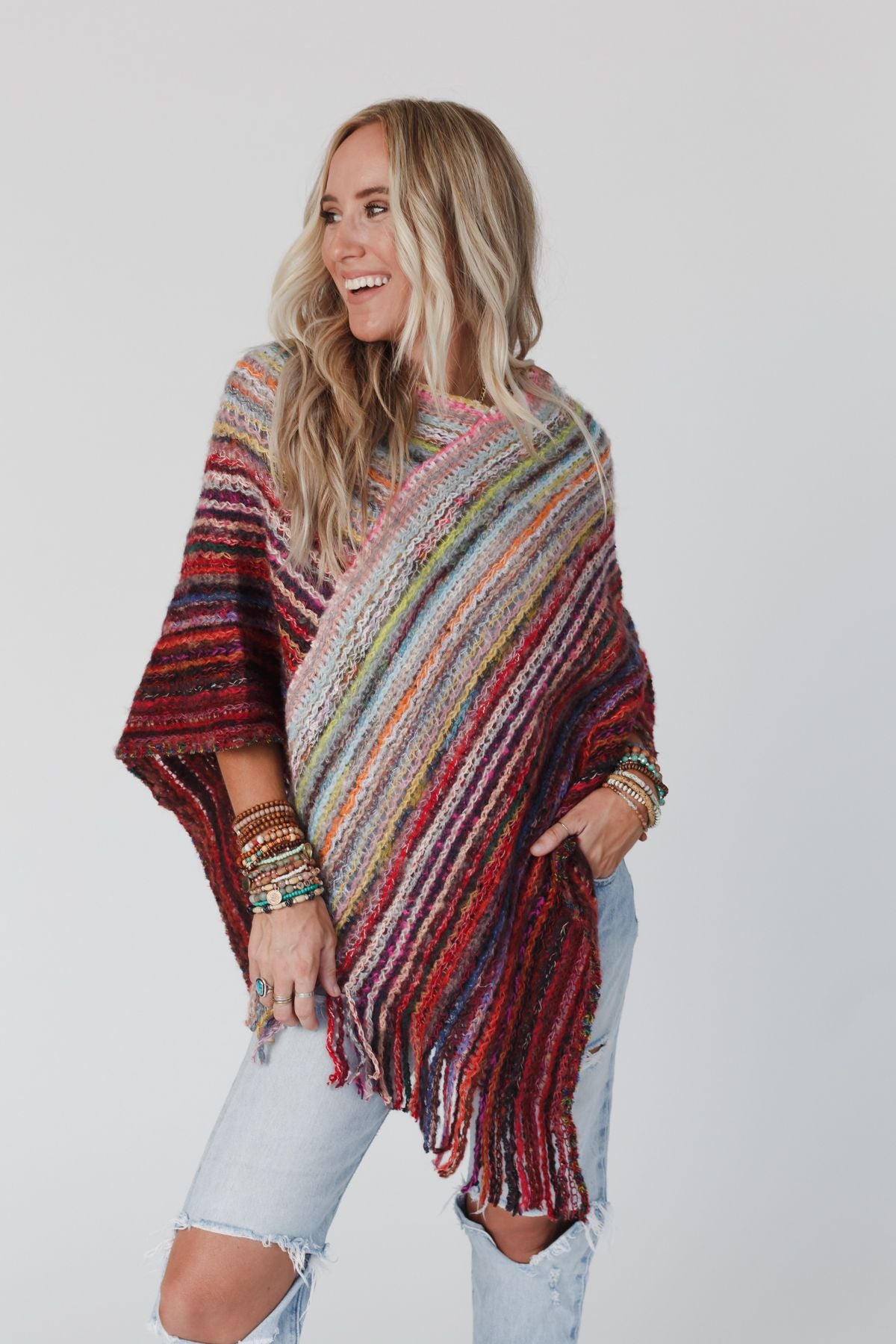 Madeleine Poncho - Multi – Three Bird Nest