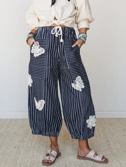 Winged Wanderer Patchwork Barrel Pants