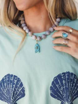 Kiawah Fish Charm Beaded Necklace