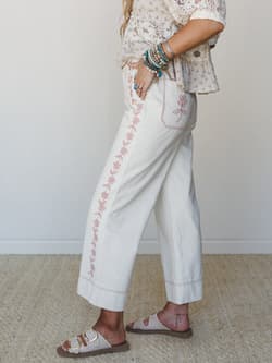 Flower Step Embroidered