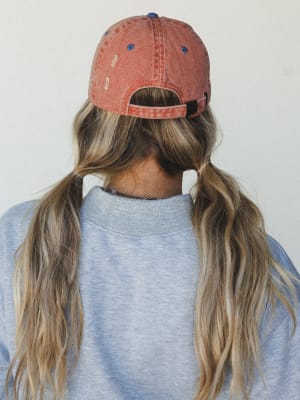 Distressed Baseball Cap Dad Hat
- Two Tone Orange Blue OS / Two Tone Orange Blue