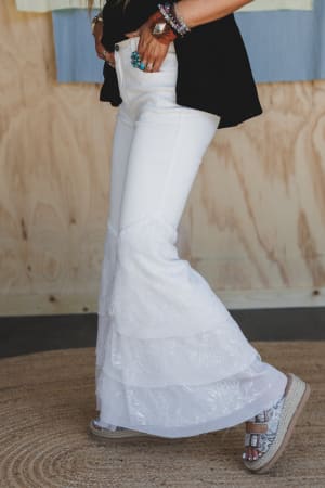 Marbella Lace Flared Jeans: undefined