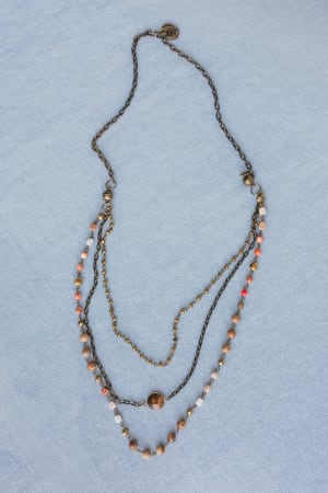 new-turquoise-cascade-necklace-coral-multi/Orange