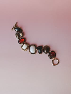 Honey Stone Bracelet: honey-stone-bracelet-brown-multi/Brown Multi
