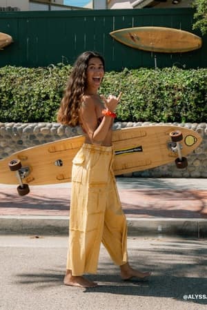 Game On Cargo Wide Leg Pant: game-on-cargo-wide-leg-pant-transition-mustard/Faded Mustard