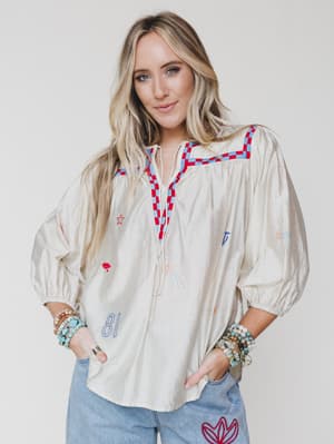 Spring is Here Blouse - Ivory L / Ivory