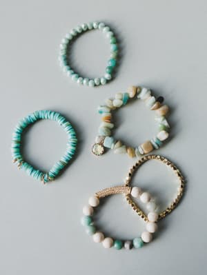 Summer Glow Beaded Bracelets: Aqua