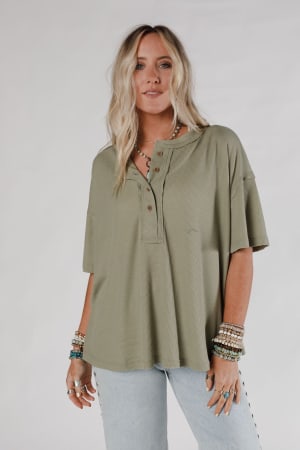 The Nest Soft Plume Henley Top: undefined