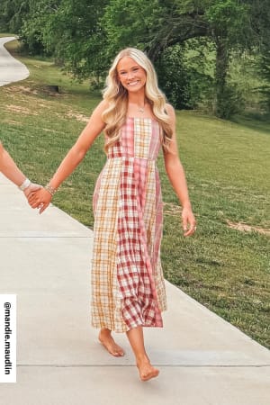 Western Charm Checkered Dress: undefined