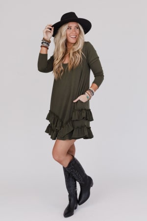 constance-ruffle-hem-long-sleeve-dress-olive-light/Olive