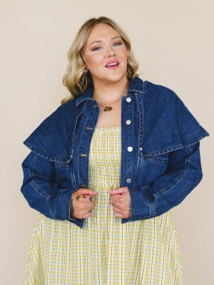 Heroine Harmony Removeable Cape Denim Jacket - Denim M / Denim