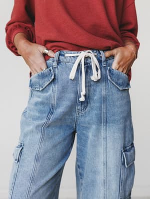 Whisper Sky Cargo Jeans - Light Denim S / Light Denim