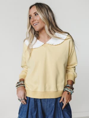 Wendy Removeable Collar Top - Yellow S / Yellow