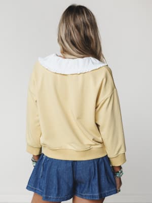 Wendy Removeable Collar Top - Yellow S / Yellow