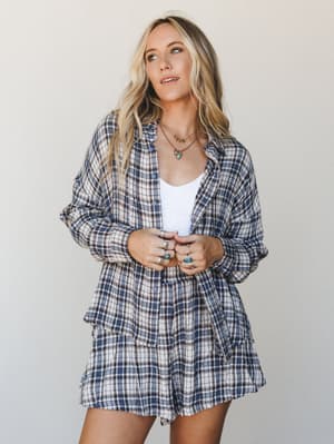 Plaid Dreams PJ Set: Blue Multi