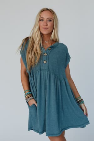 sweet-nothings-baby-doll-dress-teal/Teal