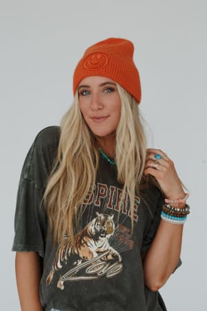 nesta-smiley-beanie-orange/Orange