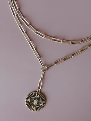 Love Like Mama Medallion Pendant Necklace: Antique Gold
