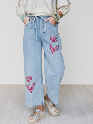 The Nest Soft Petal Denim Pants - Denim S / Denim