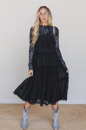 Harvest Haze Overalls Dress: undefined