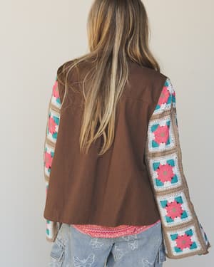 Willow Bloom Crochet Jacket - Light Brown L / Light Brown