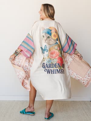 Garden Of Whimsy Kimono: Natural Multi