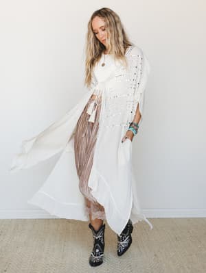 Aster Studded Kimono: Vanilla Cream