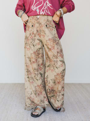 Season of Florals Pants - Tan L / Tan