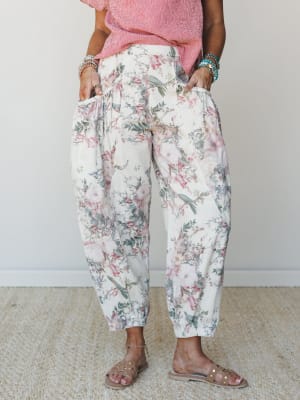 The Nest Nora Gathered Barrel Denim Pant: undefined