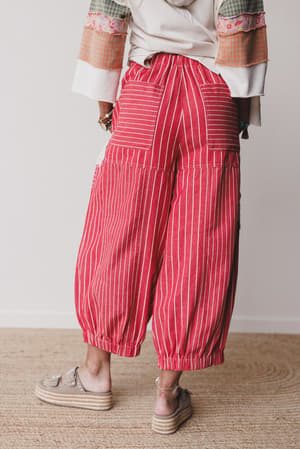 winged-wanderer-patchwork-barrel-pants-red/Red
