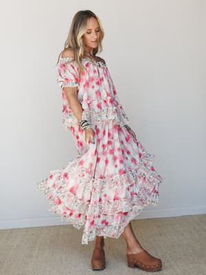 Wild Petals Skirt Set: Pink Multi