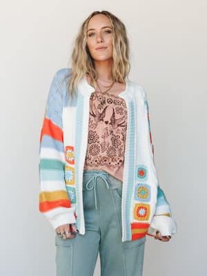 Sweetpea Cardigan: White Multi