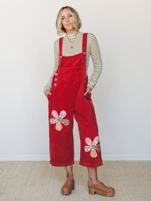 High Hopes Slouchy Denim Overalls: high-hopes-slouchy-denim-overalls-boho-red/Boho Red