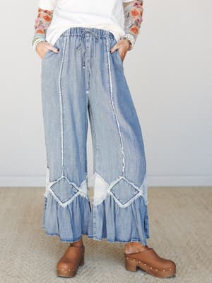 Denim Flare Pant: Washed Denim