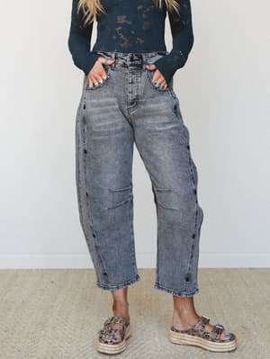 Ink Sage Wide Leg Pants: ink-sage-wide-leg-pants-black-denim/Black Denim