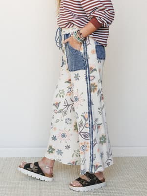 Fable Floral Pants - Ecru S / Ecru