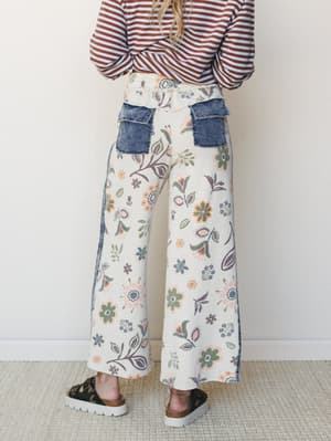 Fable Floral Pants - Ecru S / Ecru