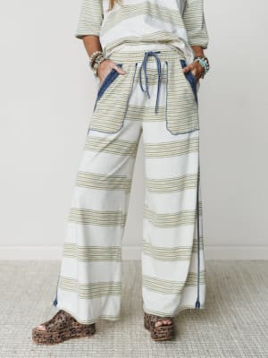 Striped Shores Pants - Olive S / Olive