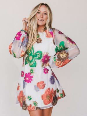 Ballad Sky Floral Dress: undefined