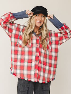 Plaid Days Jacket: plaid-days-jacket-navy-red/Red