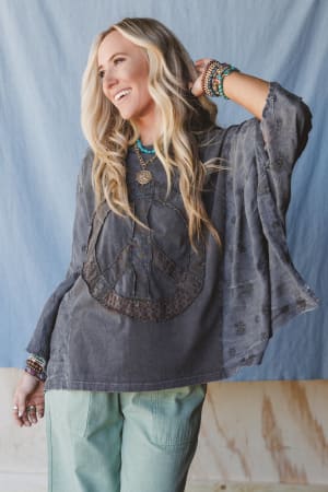 Peace Path Embroidered Top: undefined